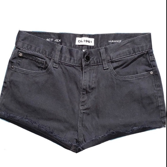 DL1961 Mid Rise Super Soft Dark Grey Jean Shorts - Picture 5 of 13